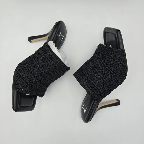 NIB Marc Fisher LTD Dako Square Toe Slip-on Heeled Dress Sandals—Black Crochet—6 - Picture 14 of 16